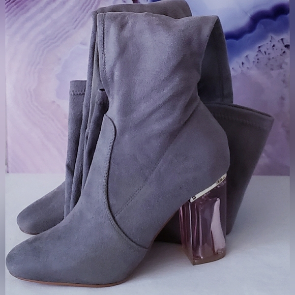 CAPE ROBBIN Grey Neptune Thigh High Pink Clear High Heel Boots - Picture 4 of 10